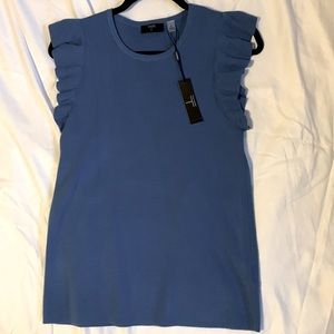 TAHARI flutter sleeve sweater top size M